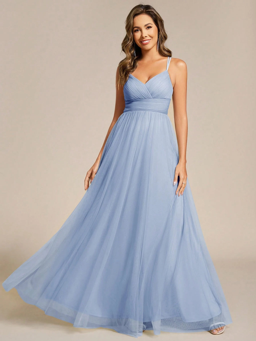 EVERPRETTY Elegant Lace Contrast Mesh Backless Pink Bridesmaid Dress, Suitable For Spring/Summer Weddings, - image 13