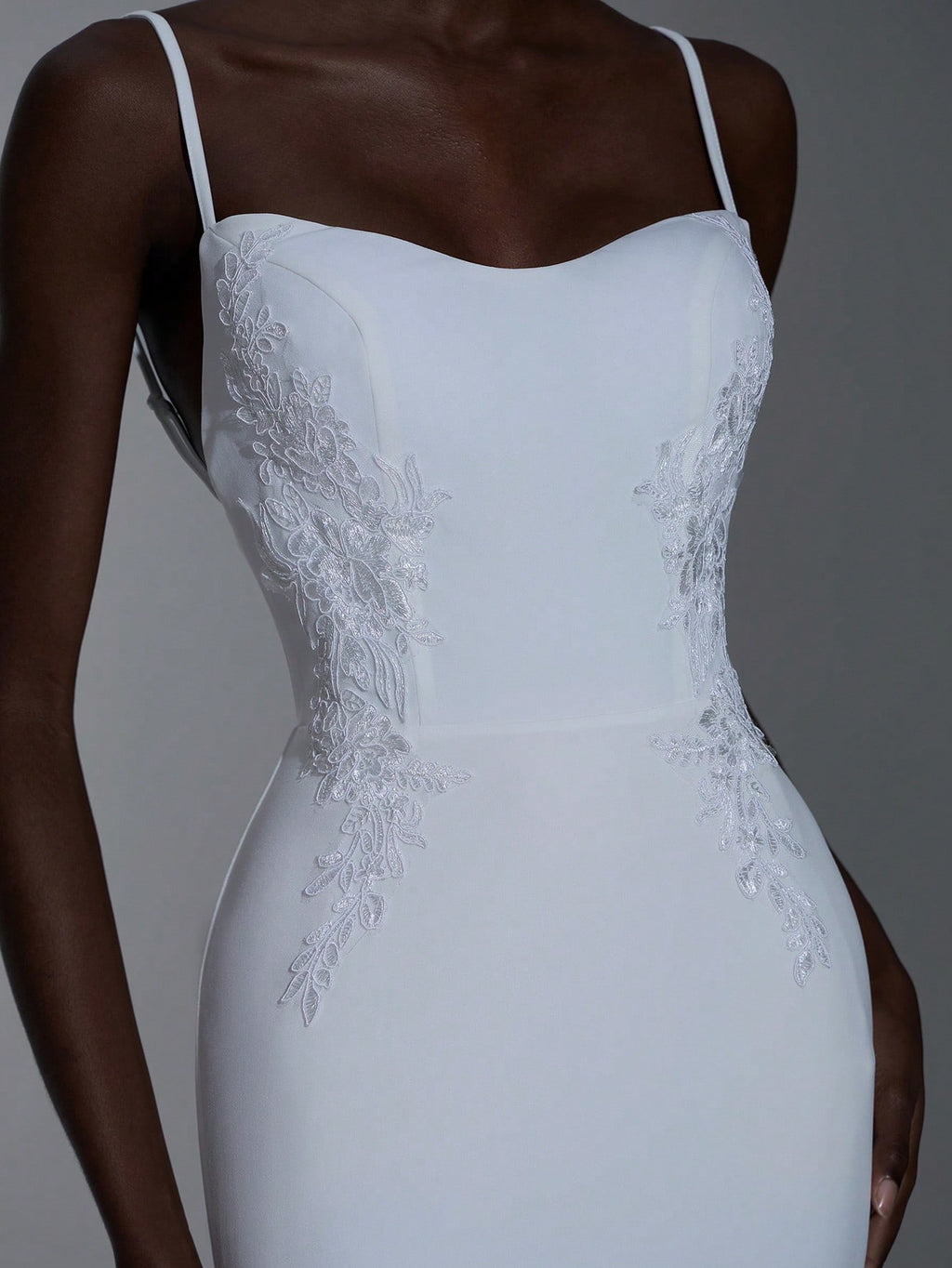Elitara Elegant Spaghetti Strap Backless Floral Applique Fishtail Decorated Wedding Dress, Bride, Valentine's - image 3