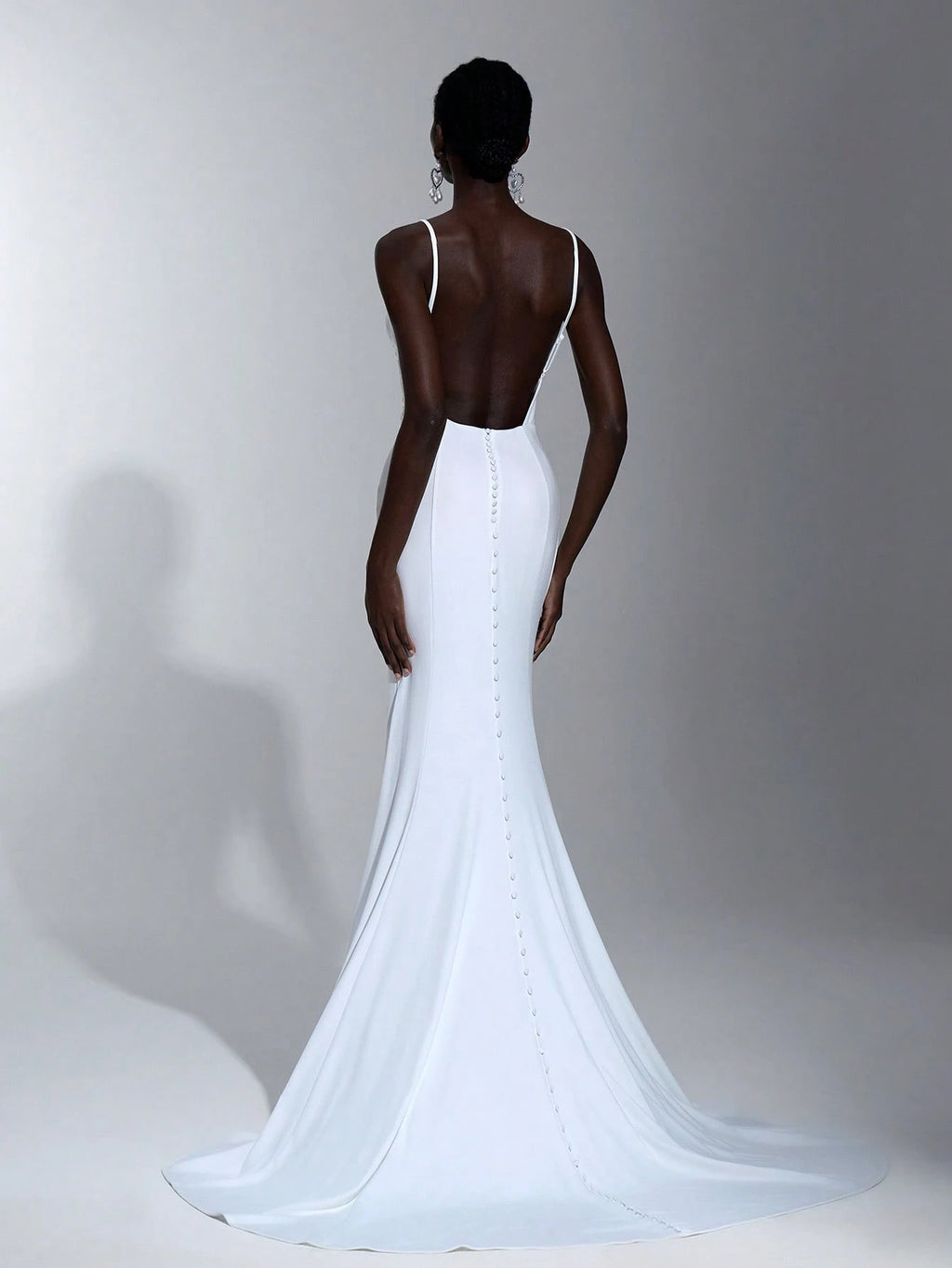Elitara Elegant Spaghetti Strap Backless Floral Applique Fishtail Decorated Wedding Dress, Bride, Valentine's - image 6