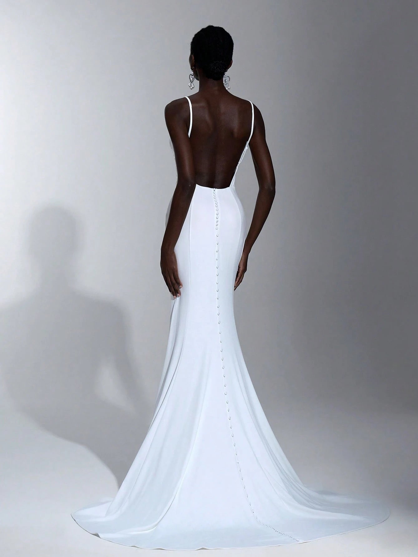 Elitara Elegant Spaghetti Strap Backless Floral Applique Fishtail Decorated Wedding Dress, Bride, Valentine's - image 6
