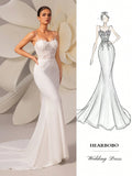 HEARBOBO Elegant New Year Spaghetti Strap Beaded Sequin White Lace Evening Dress Wedding