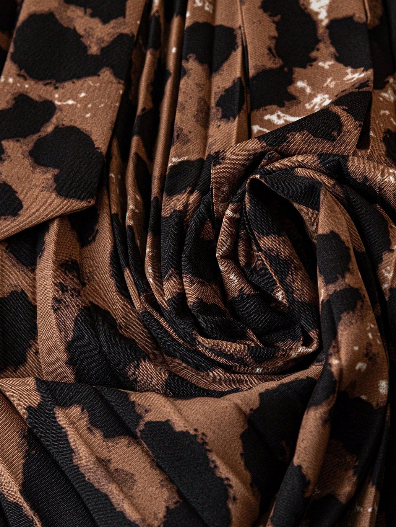 Franclia Leopard Print Ruched Waist Stand Collar Vacation Dress