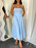 Unadoll Women's Strapless Zipper Casual Elegant Dress, Suitable For