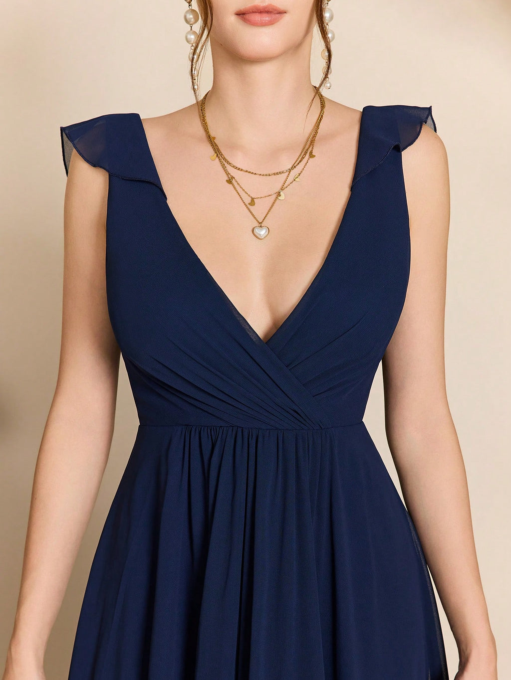 Asymmetric Ruffle Chiffon Elegant Bridesmaid Dress Wedding - image 17