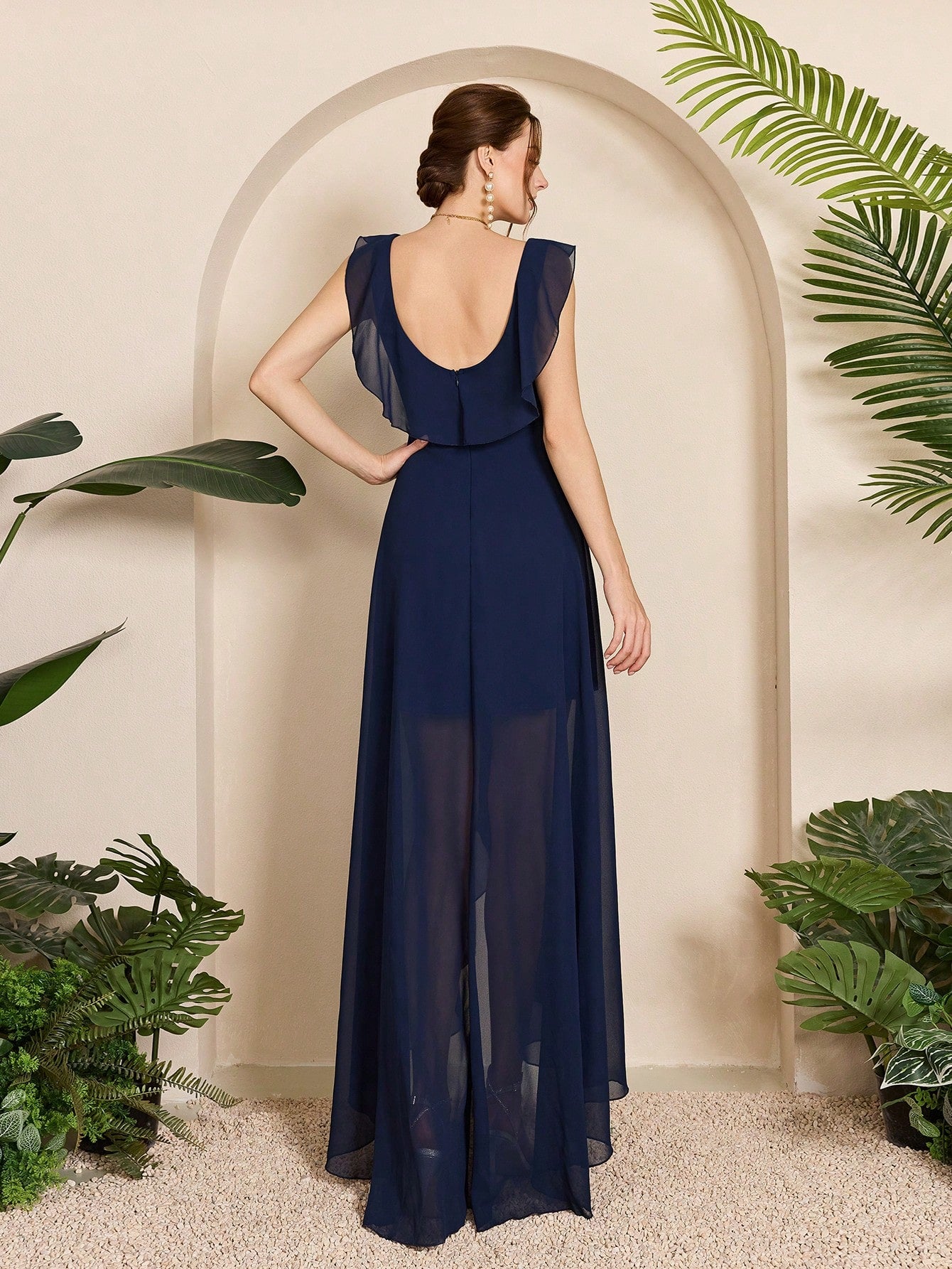 Asymmetric Ruffle Chiffon Elegant Bridesmaid Dress Wedding - image 9