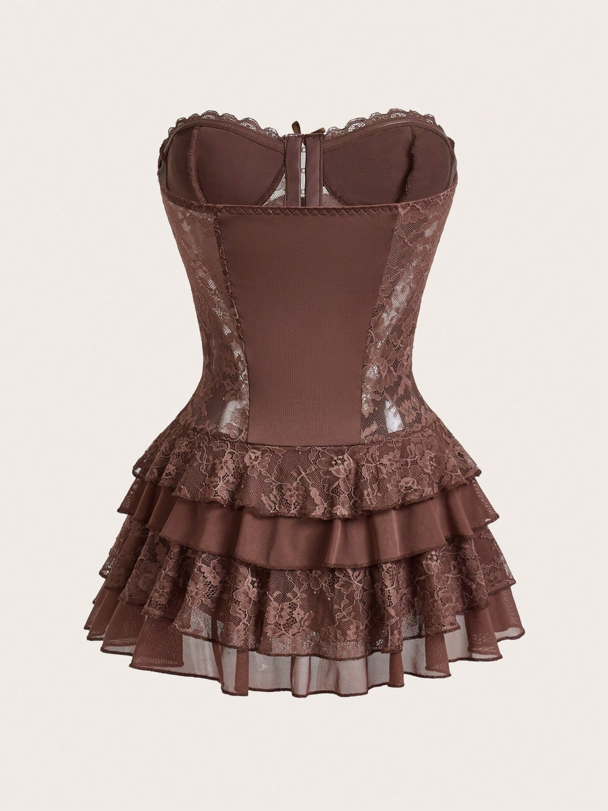 ICON Black Lace Patchwork Strapless Bustier & Multi-Layered Cake Mini Dress,Summer Dresses For Women - image 19