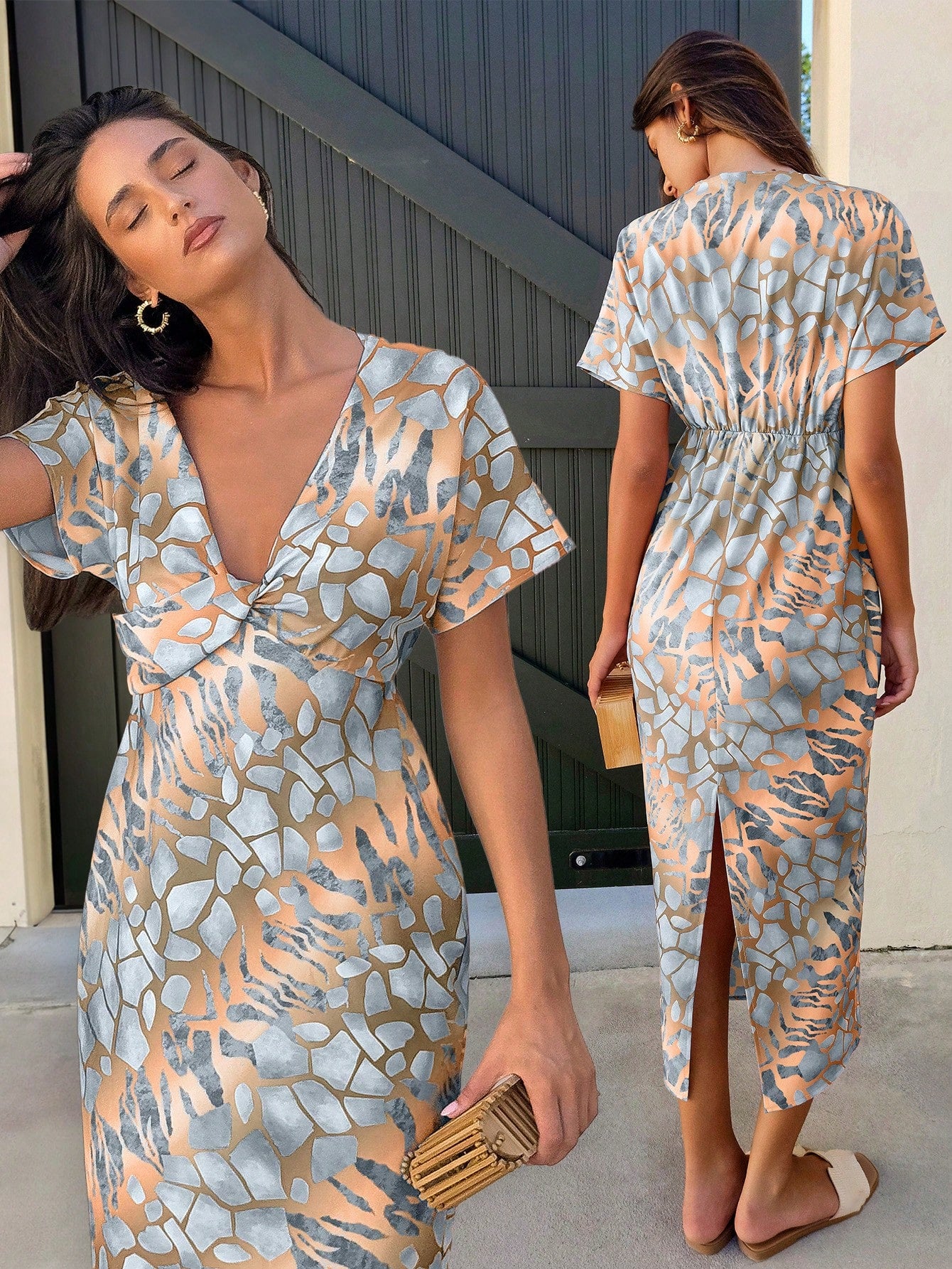 Clasi Women Random Floral Print Vacation Casual Dress