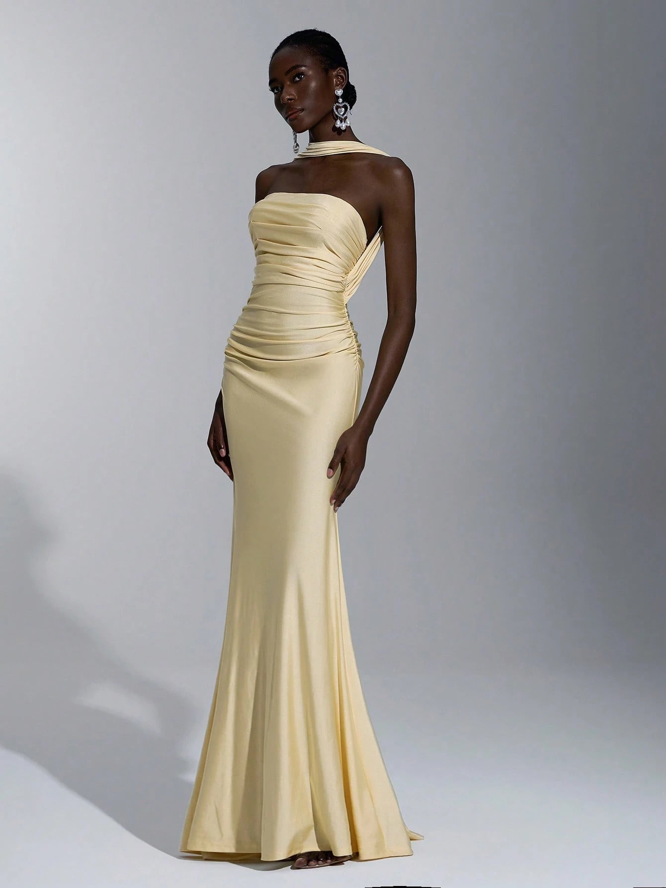 Belle Elegant Light Blue Summer Evening Formal Wedding Bridesmaid Dress, Minimalist Strapless Backless - image 9