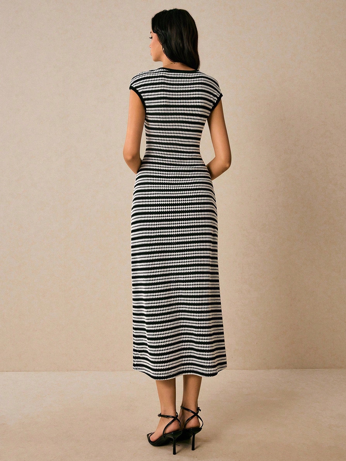 Poéselle Women's Cotton Elegant Black Bodycon Midi Dress For Women –