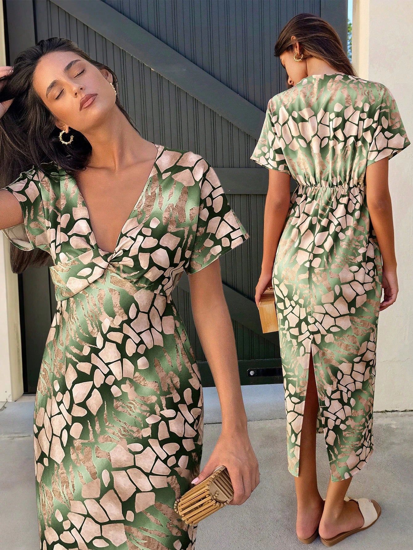 Clasi Women Random Floral Print Vacation Casual Dress