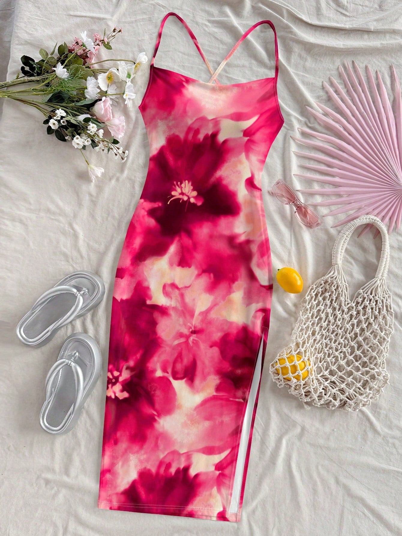Soleia Orange Lily & Hibiscus Tie Dye Dress, Casual Beach Style, Suitable For Summer & Seaside Suitable For - image 11