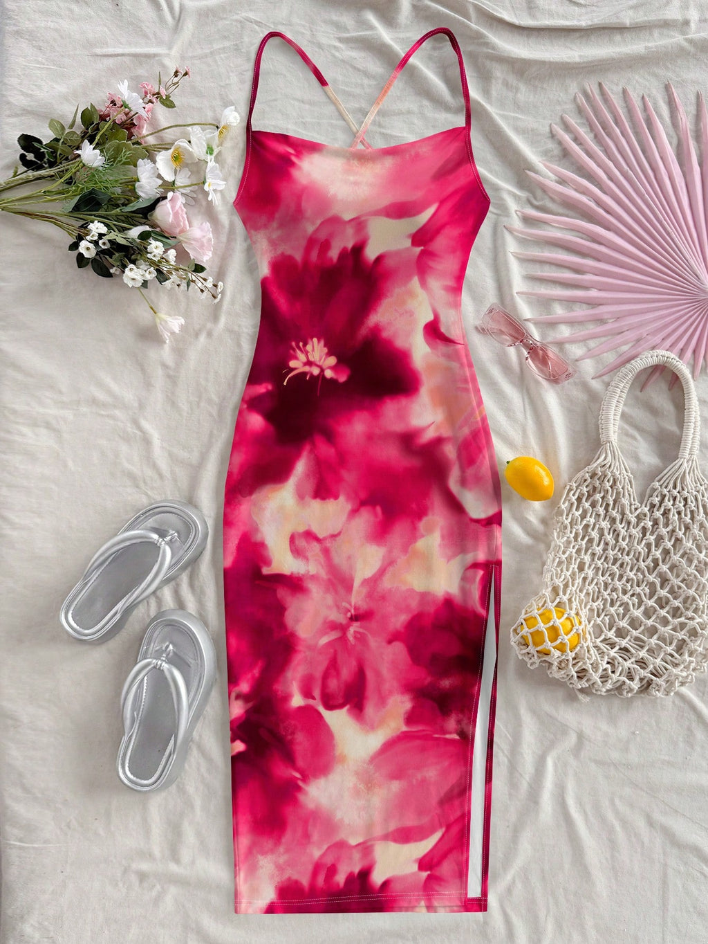 Soleia Orange Lily & Hibiscus Tie Dye Dress, Casual Beach Style, Suitable For Summer & Seaside Suitable For - image 14