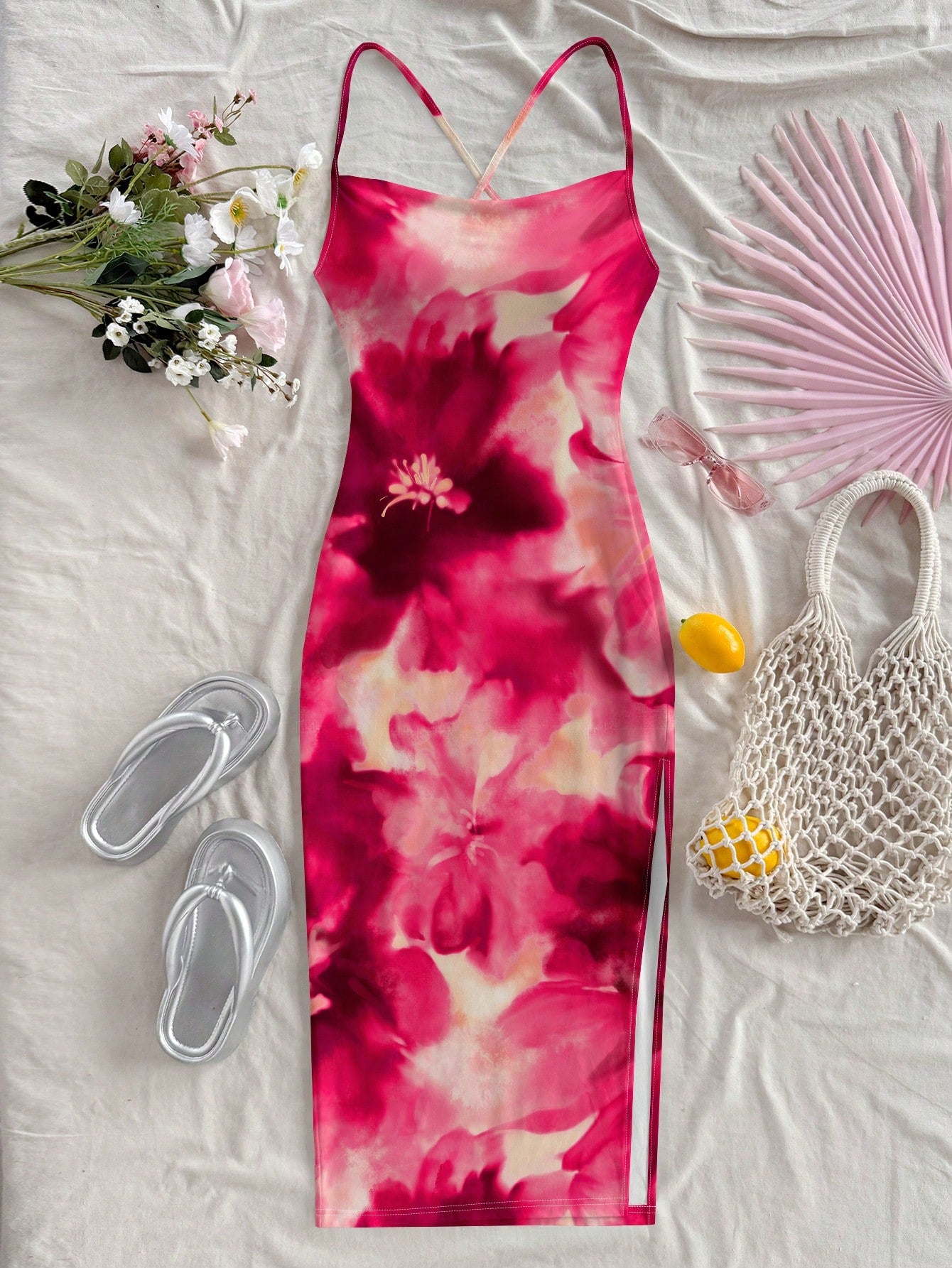 Soleia Orange Lily & Hibiscus Tie Dye Dress, Casual Beach Style, Suitable For Summer & Seaside Suitable For - image 14