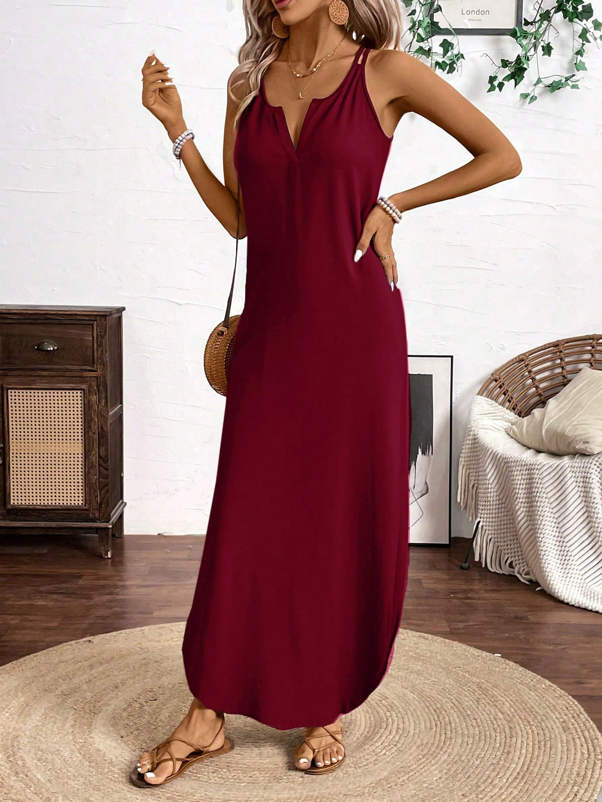 Breezaya Vertical Striped Multi-Colored Spaghetti Strap Dress Maxi Women Outfit - image 14