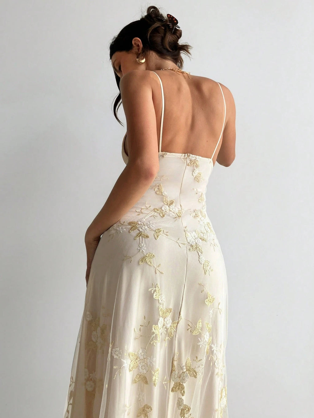 Aloruh Women's Elegant Deep V-Neck Ruched Bustier Embroidered Fitted