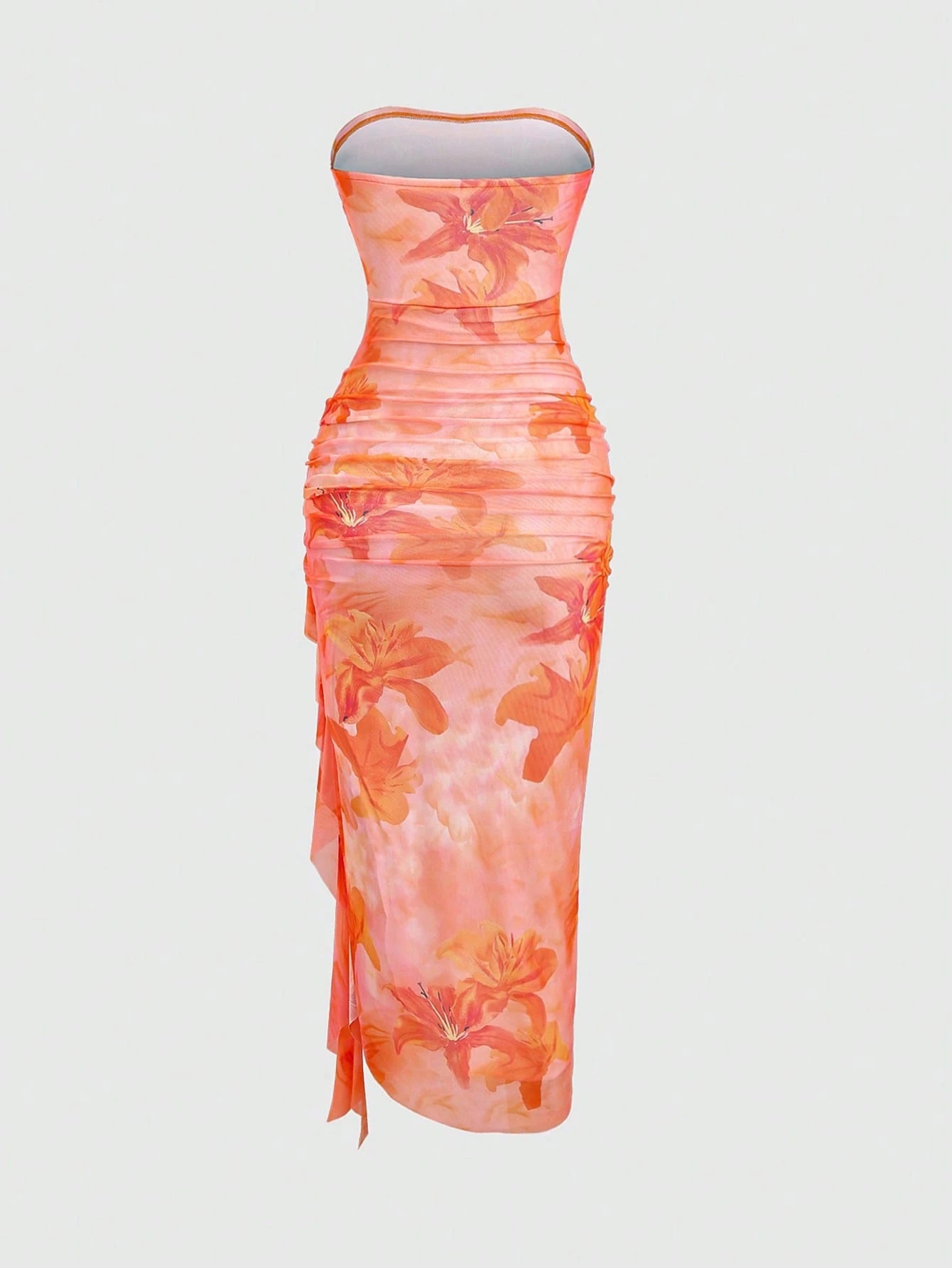 Sweetra Women's Floral Print Ruffle Hem Bustier Dress For Holiday - image 7