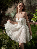 Smart Sweetheart A Line Short Wedding Dresses 2025 Summer Mini Ivory Bride Beach Boho Bridal Gown