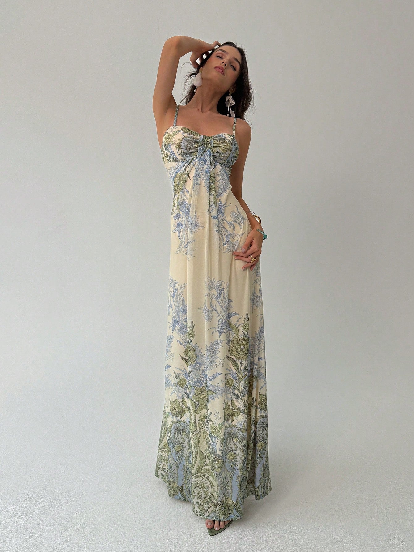 Aloruh Women's Blue Floral Summer Elegant Holiday Vacation Maxi Dress Spaghetti Strap Graduation Teacher - image 8