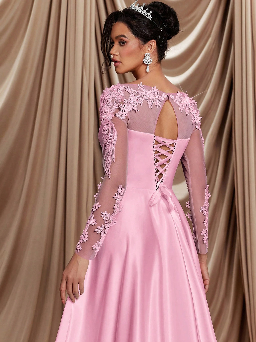 Glamrae Elegant White Winter Formal Party Wedding Bridal Wedding Dresses,Long Sleeve Crystal Faux Pearl - image 12