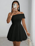 Slaydiva New Spring/Summer 2025 White Off-Shoulder Mini Dress -