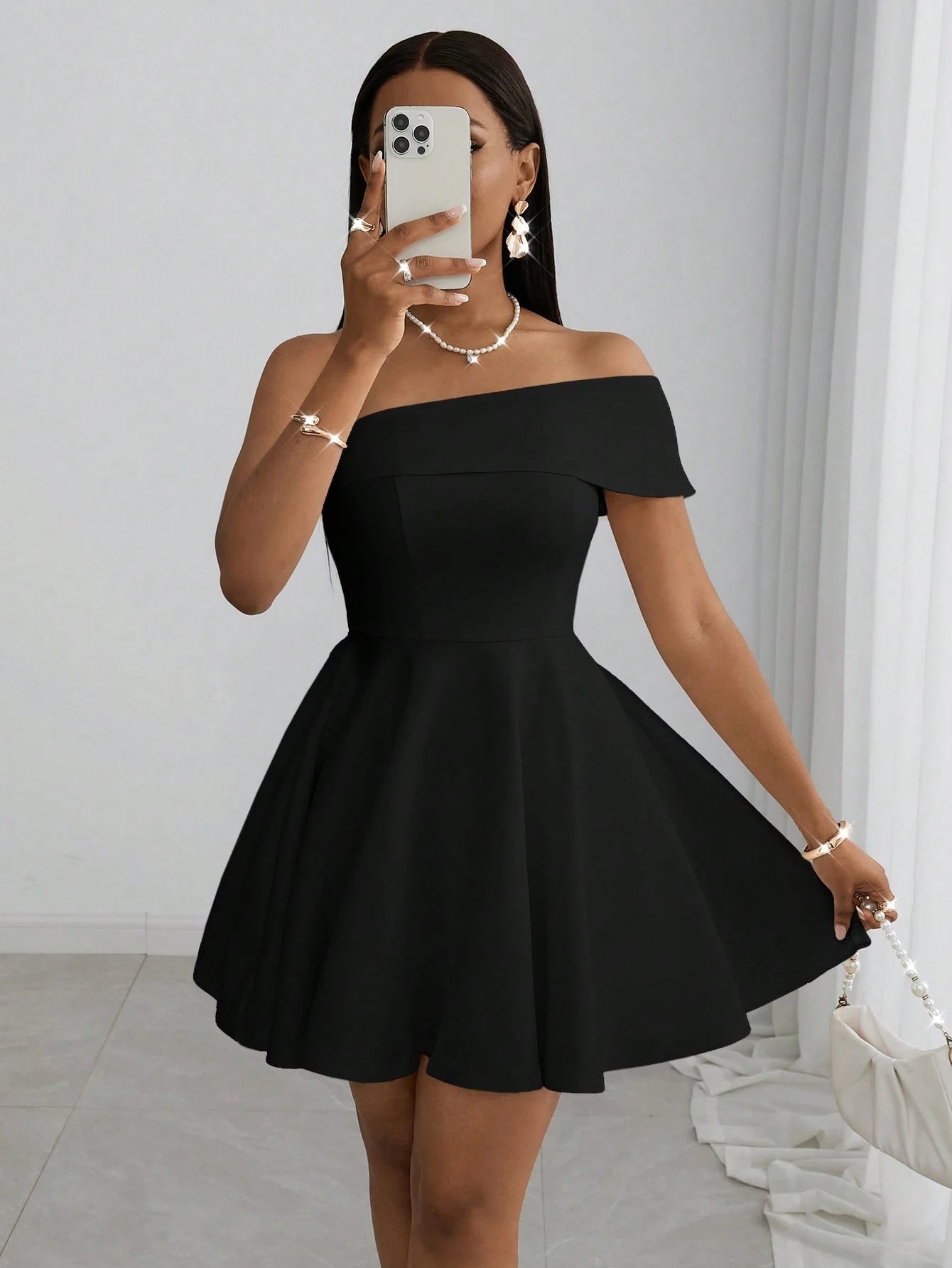 Slaydiva New Spring/Summer 2025 White Off-Shoulder Mini Dress - Elegant Romantic Wedding Fitted Suitable For - image 3