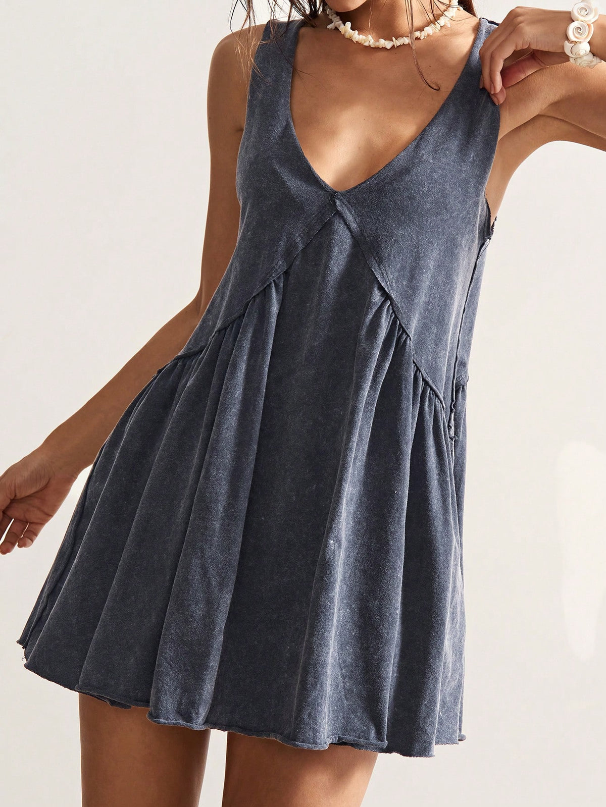 Bohemela Casual Solid Color V-Neck Loose Knit Mini Dress For Women,Summer Dresses For Women - image 10