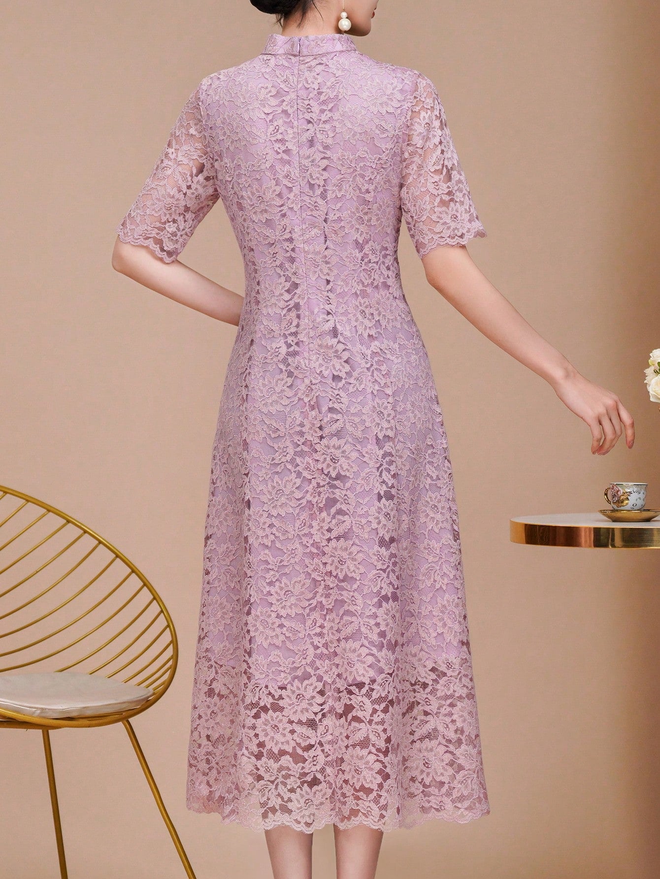 Exquisite And Delicate Short-Sleeved Lace Dress, A Luxurious Mother's Evening Gown, Suitable For - image 7