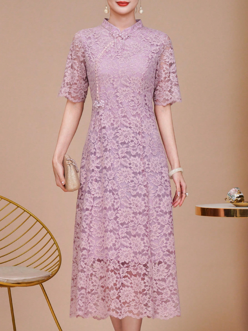 Exquisite And Delicate Short-Sleeved Lace Dress, A Luxurious Mother's Evening Gown, Suitable For - image 6