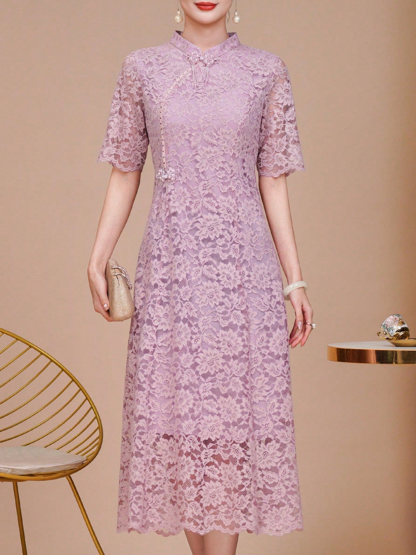 Exquisite And Delicate Short-Sleeved Lace Dress, A Luxurious Mother's Evening Gown, Suitable For - image 6