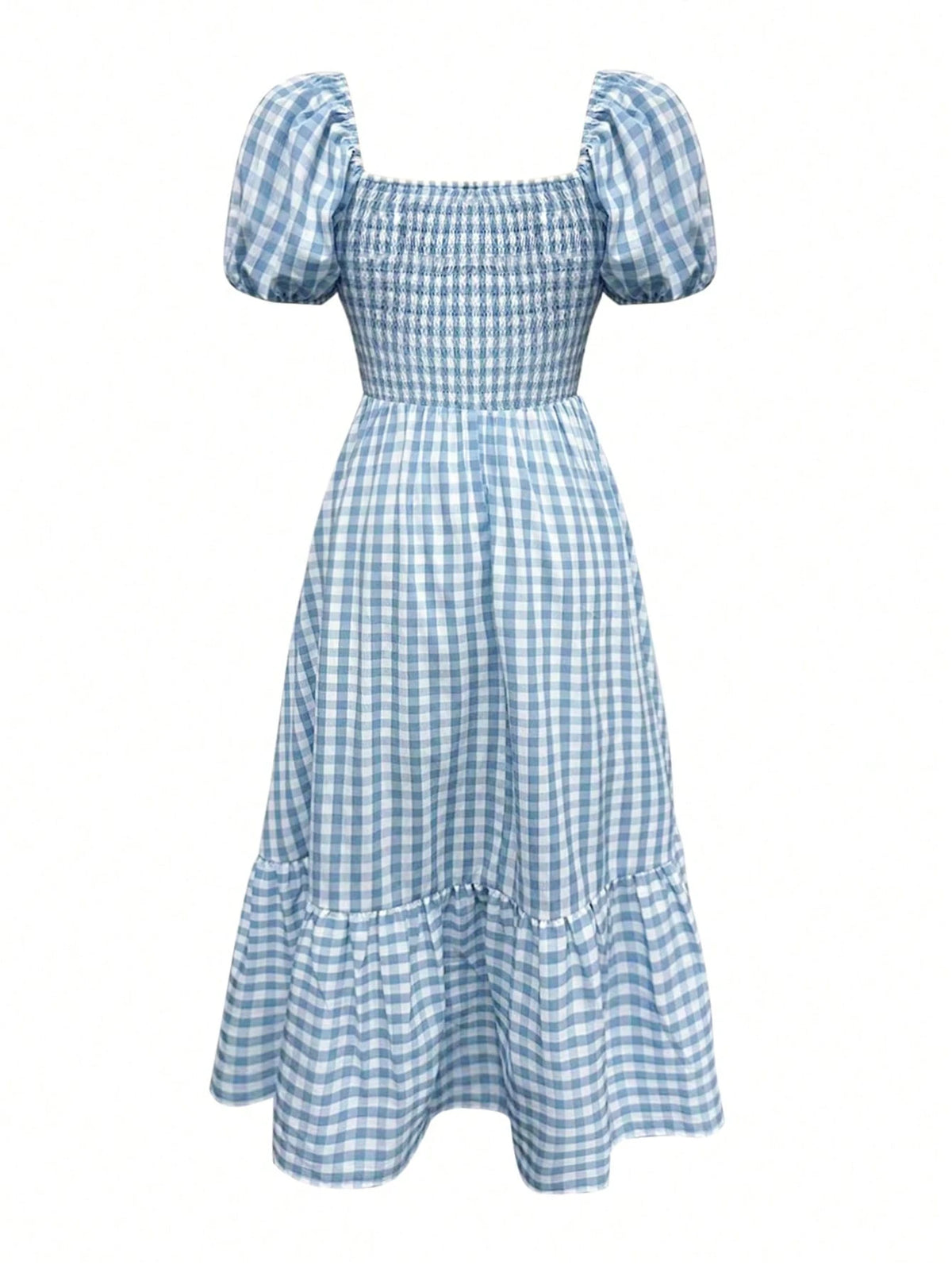 2026 Autumn Women's Plaid Elegant Bohemian Casual Elegant Outing Date Holiday Waist-Cinching Puff Sleeve - image 7