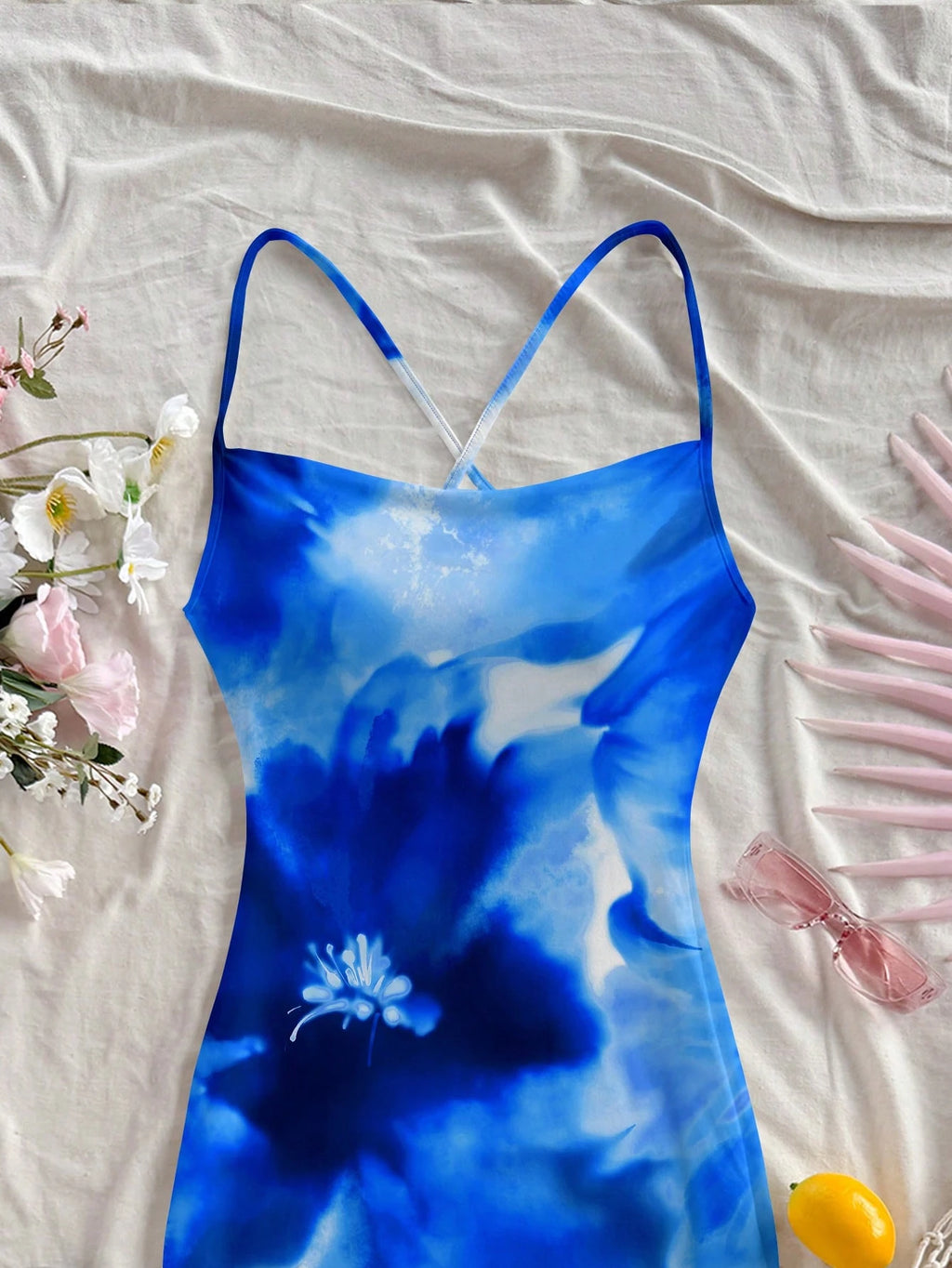 Soleia Orange Lily & Hibiscus Tie Dye Dress, Casual Beach Style, Suitable For Summer & Seaside Suitable For - image 5