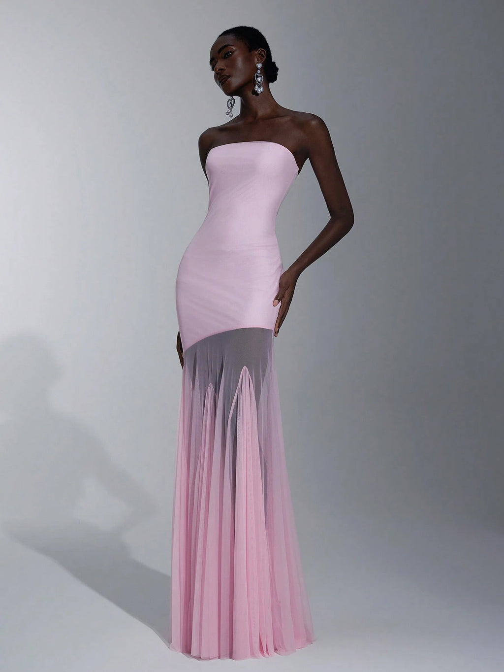 Elitara Elegant,Light Pink,Spring,Wedding Mesh Strapless Backless Bodycon Dress, Minimalist Pink Elastic - image 6