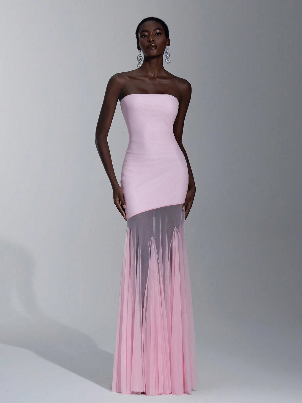 Elitara Elegant,Light Pink,Spring,Wedding Mesh Strapless Backless Bodycon Dress, Minimalist Pink Elastic - image 7