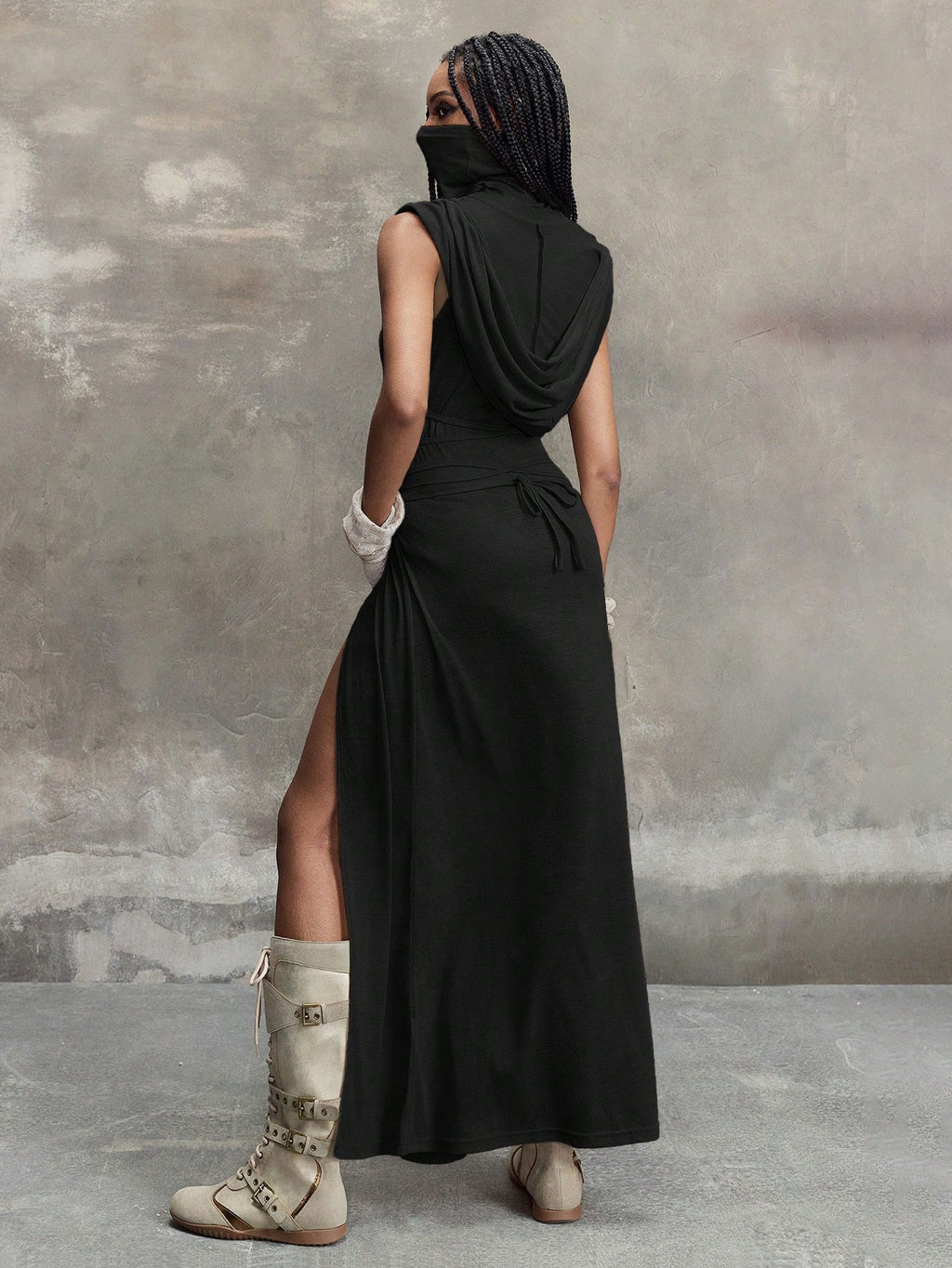 Grunge Punk Y2K Vintage Apocalypse Inspired Hooded Plunge Neckline