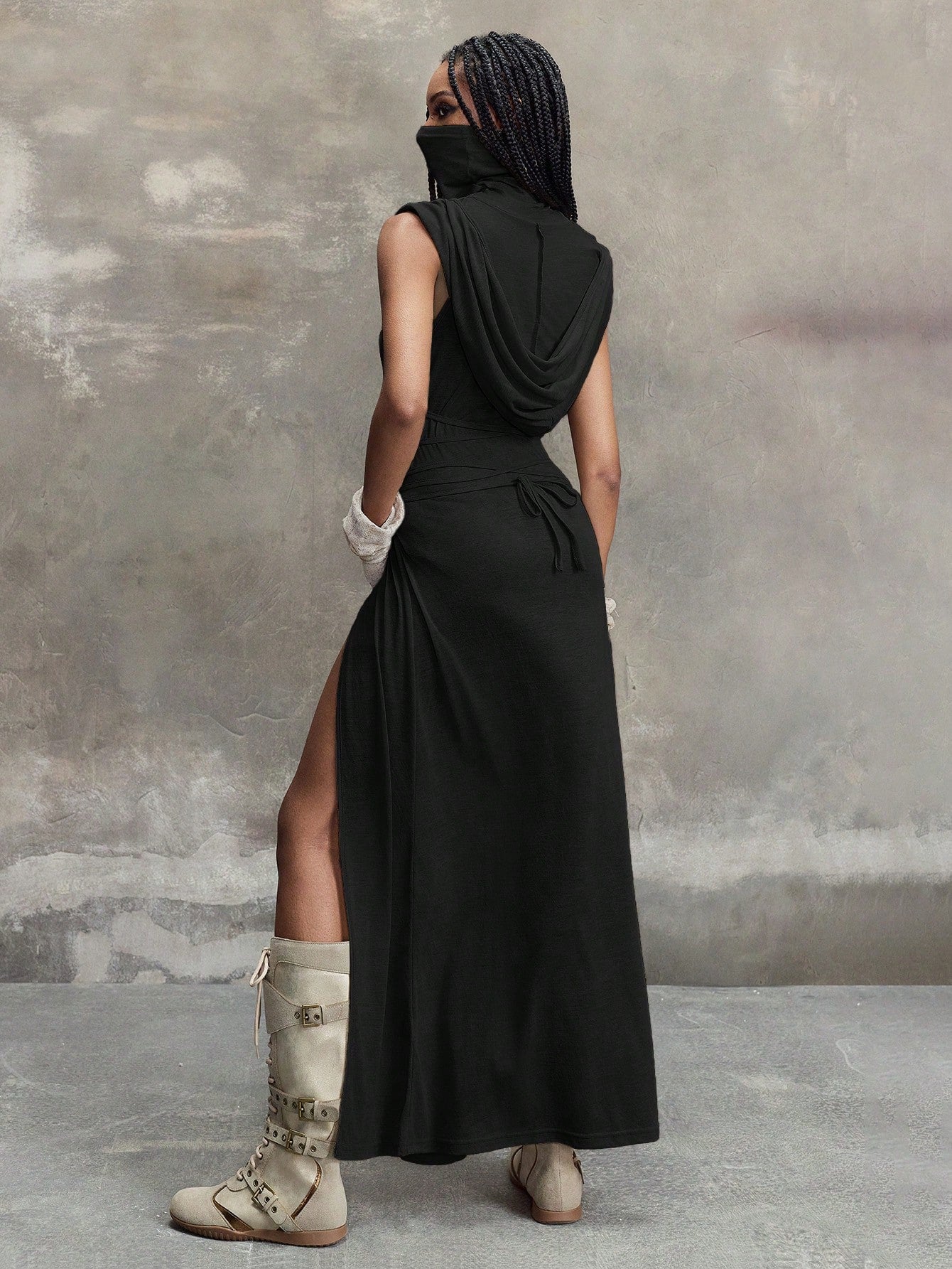 Grunge Punk Y2K Vintage Apocalypse Inspired Hooded Plunge Neckline