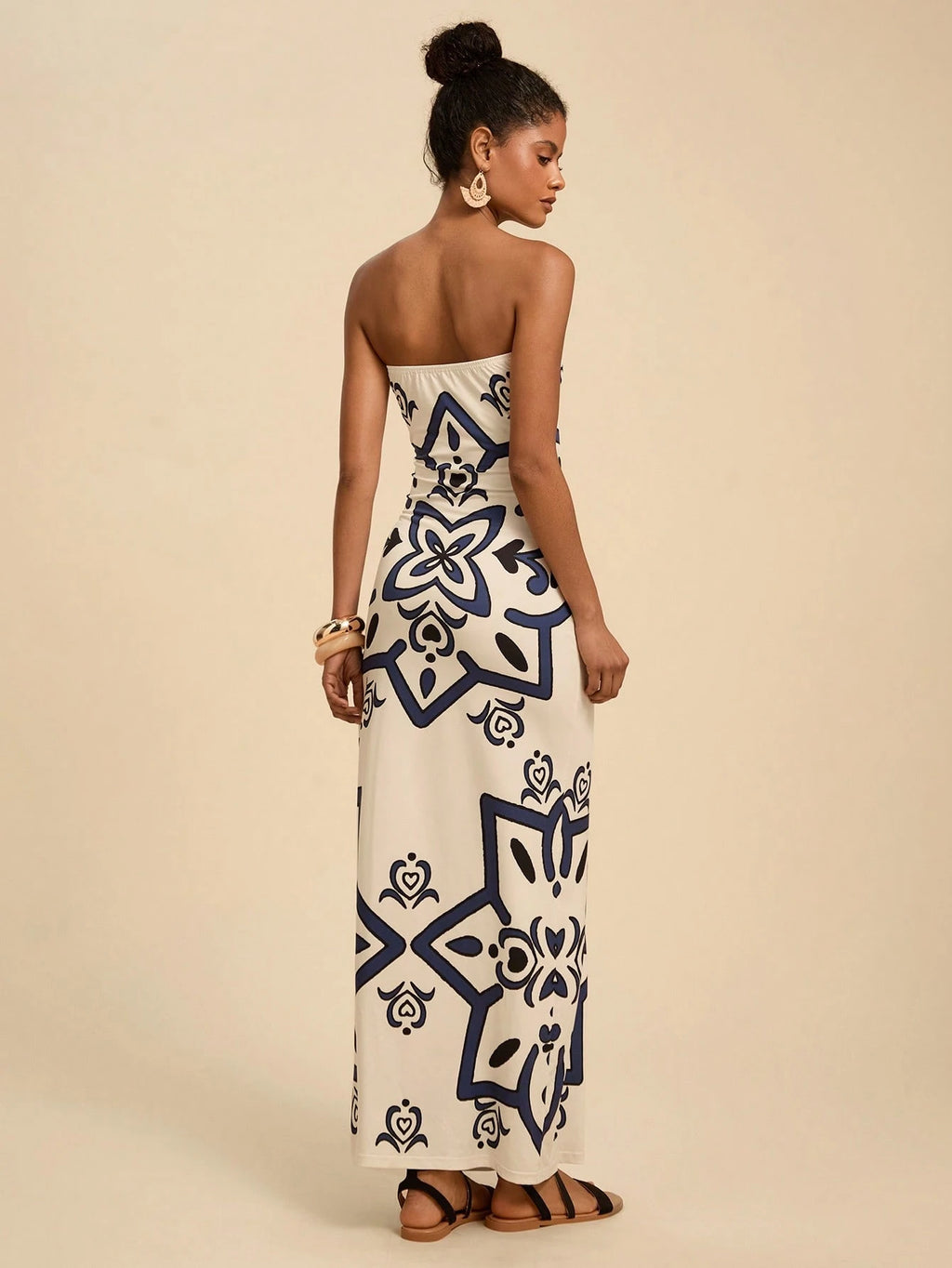 Travachic Summer Elegant Off-White Multi-Color Printed Bodycon