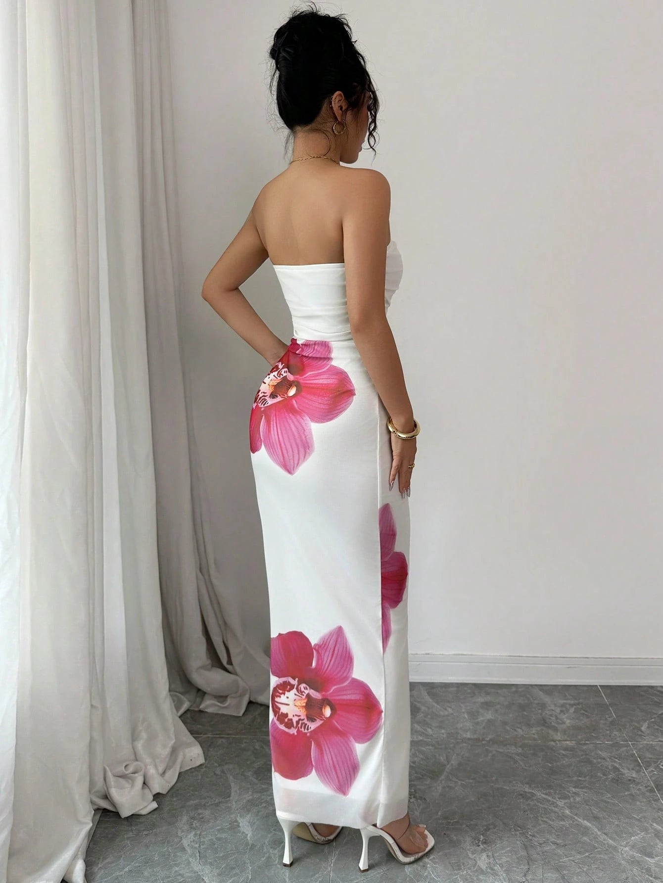 Breezaya Ladies' Tie Dye Strapless Dress With Side Slit Hem Maxi Women Outfit - image 4