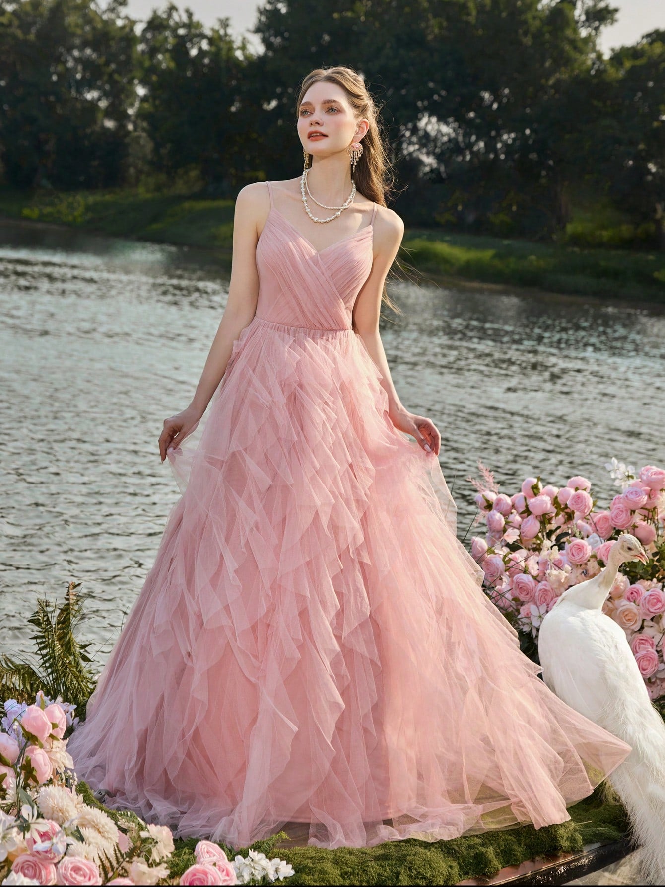 Faeriesty Elegant Romantic Charming Sleeveless Tulle Puff Dress With Layered Mesh Dress, Suitable For Formal - image 5