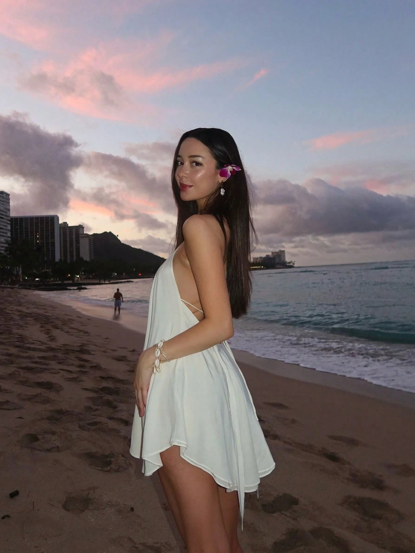 Women's Vacation Beach Sexy Solid Color Backless Halter Mini Dress