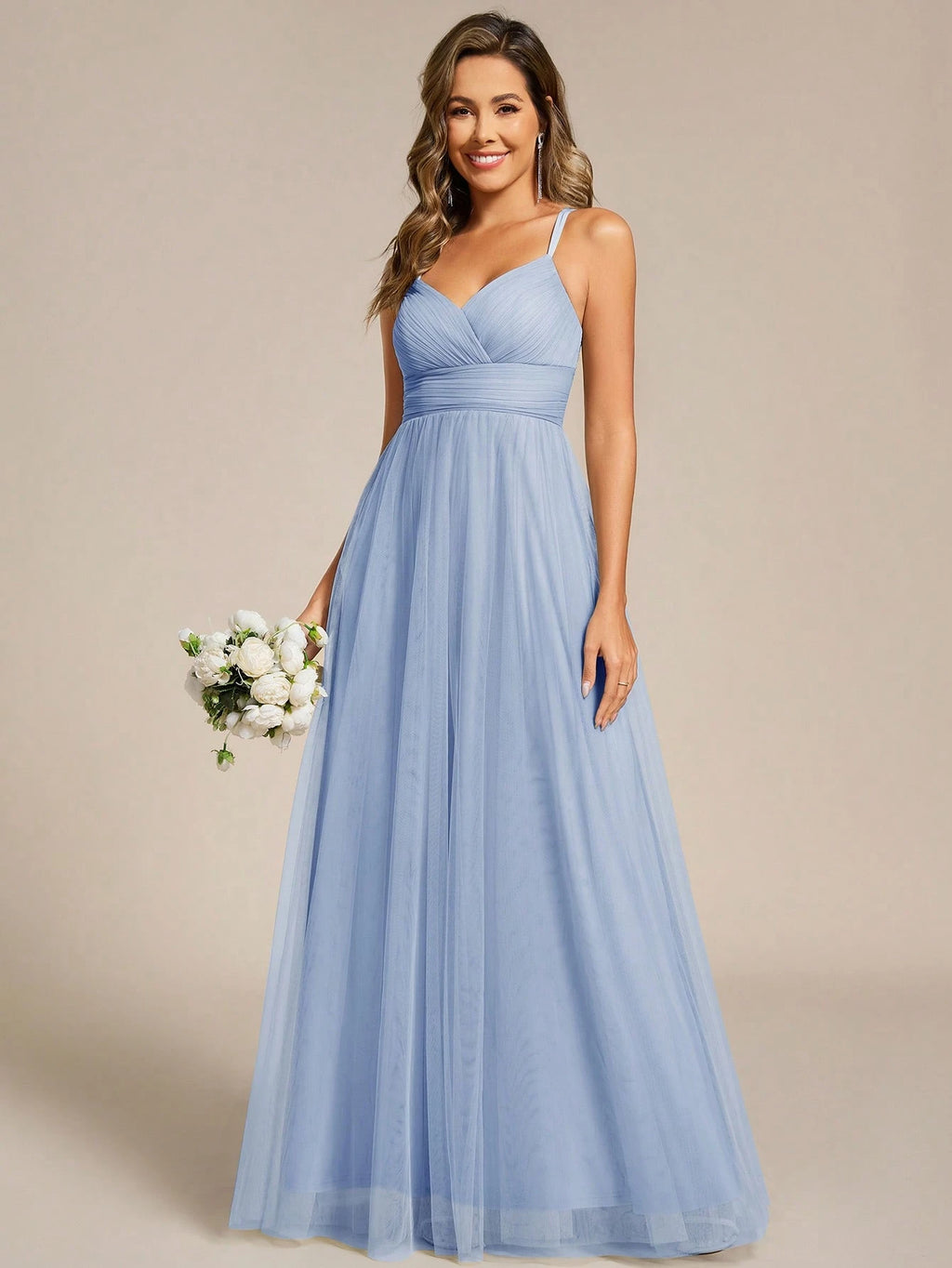 EVERPRETTY Elegant Lace Contrast Mesh Backless Pink Bridesmaid Dress, Suitable For Spring/Summer Weddings, - image 18