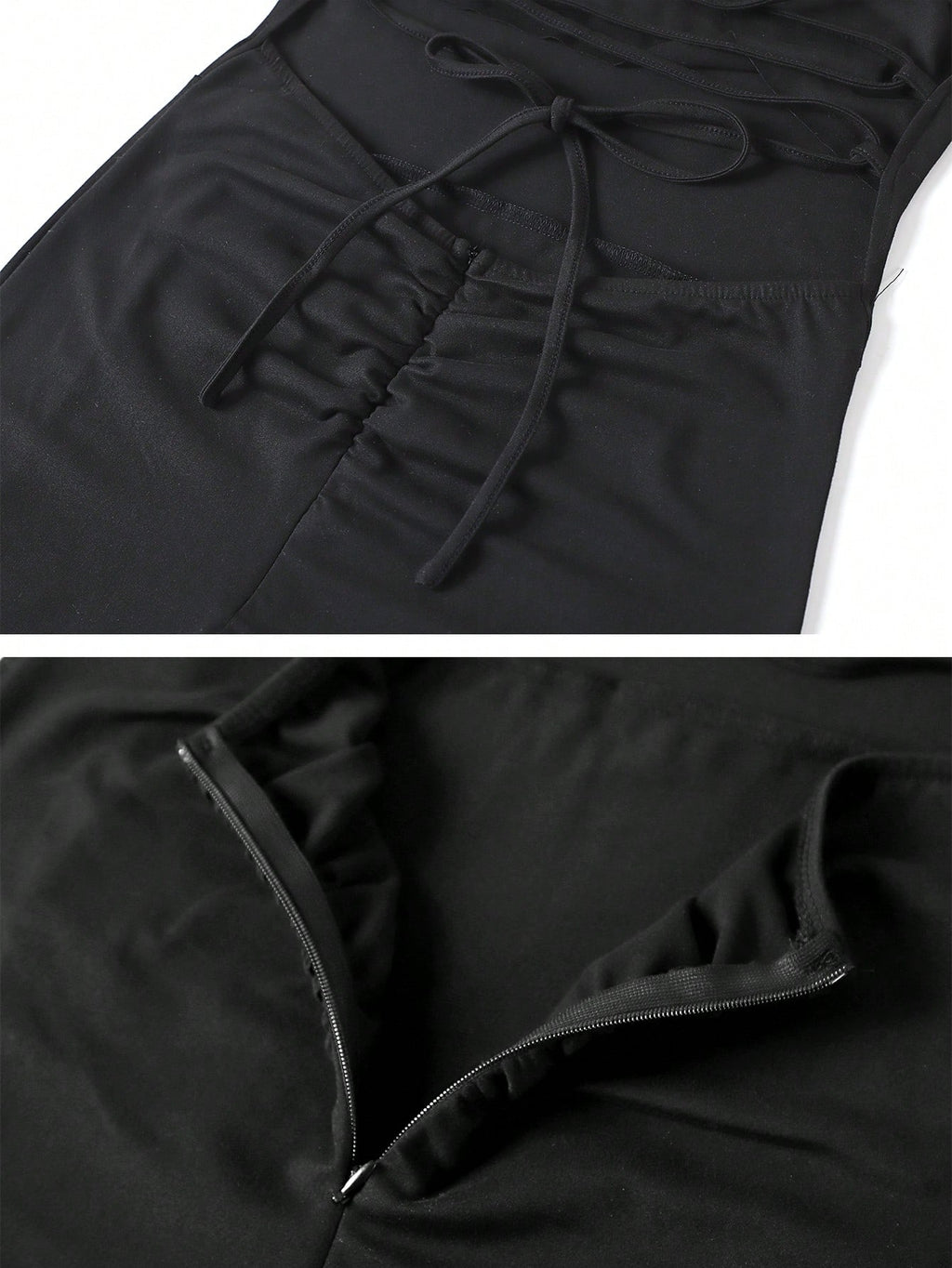 Dresses Solid Color Spaghetti Strap Large Backless Hip Pleats Large