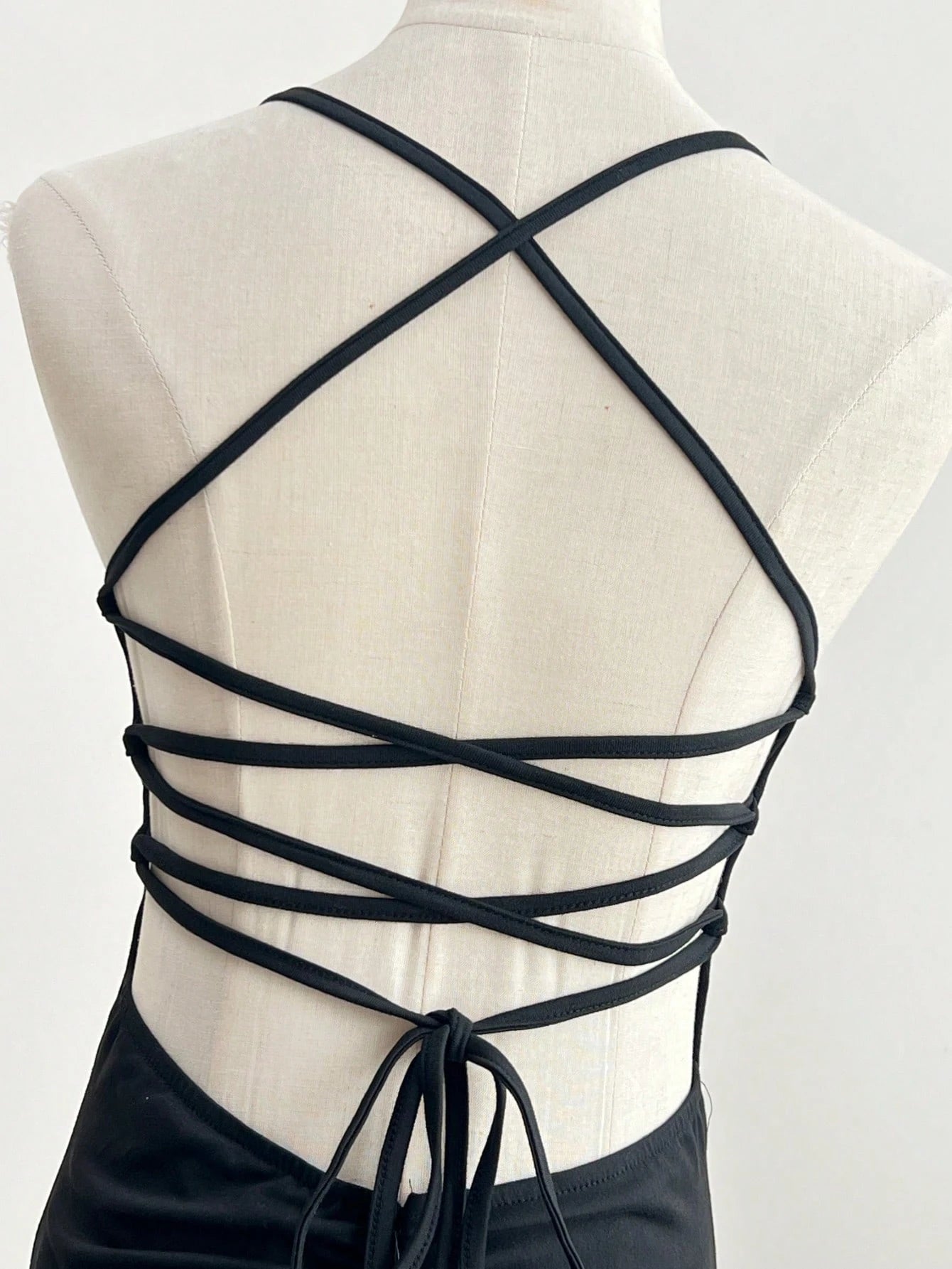 Dresses Solid Color Spaghetti Strap Large Backless Hip Pleats Large