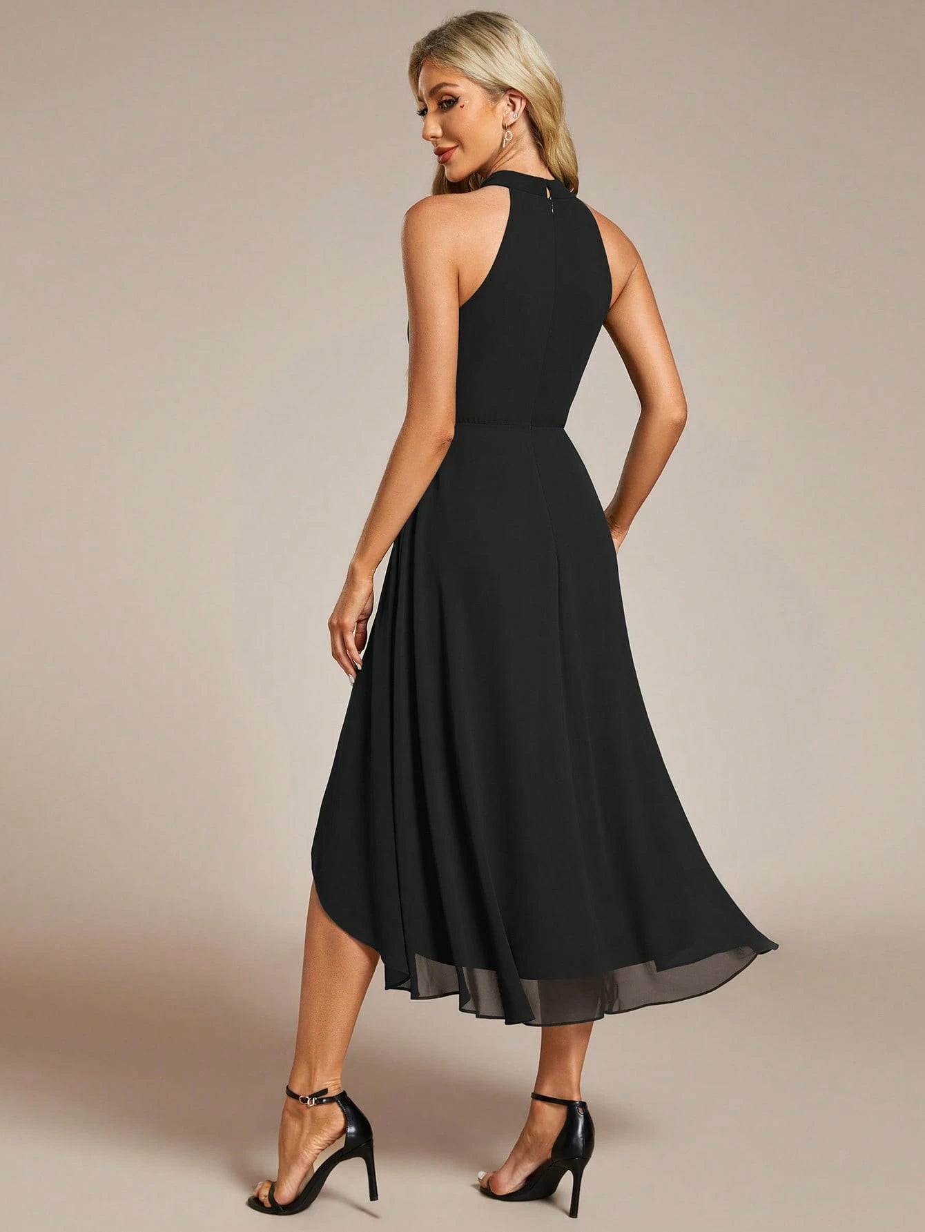 EVERPRETTY Elegant Ruffle Backless High-Low Hem Chiffon Burgundy Bridesmaid Dress, Wedding Guest Dress, - image 8