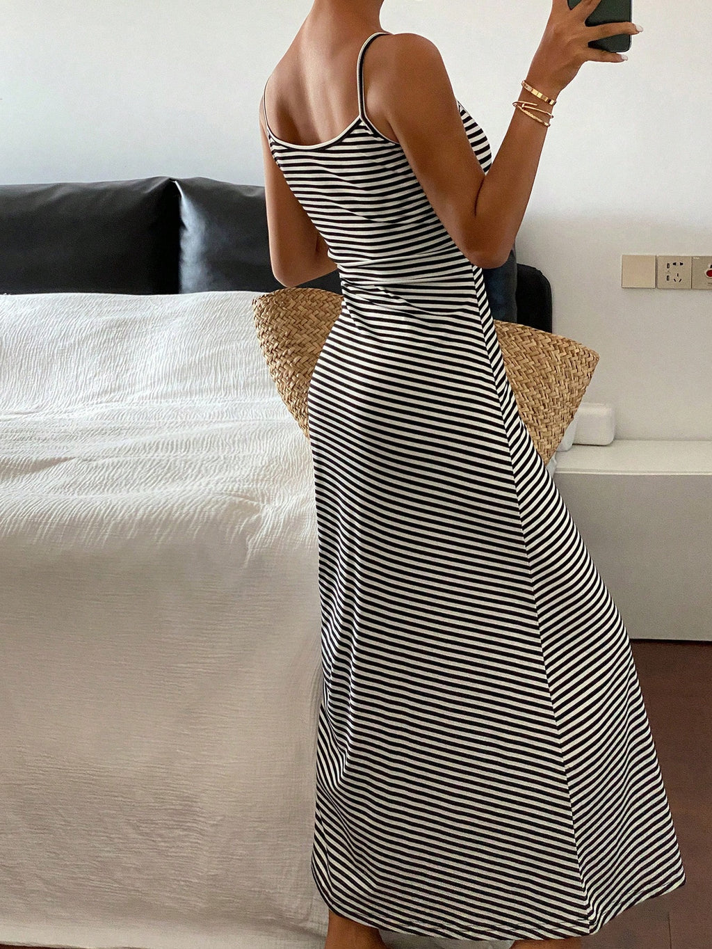 DAZY Women's Solid Color Spaghetti Strap Shirred Sleeveless Ruffle Elegant Summer Dress - image 14