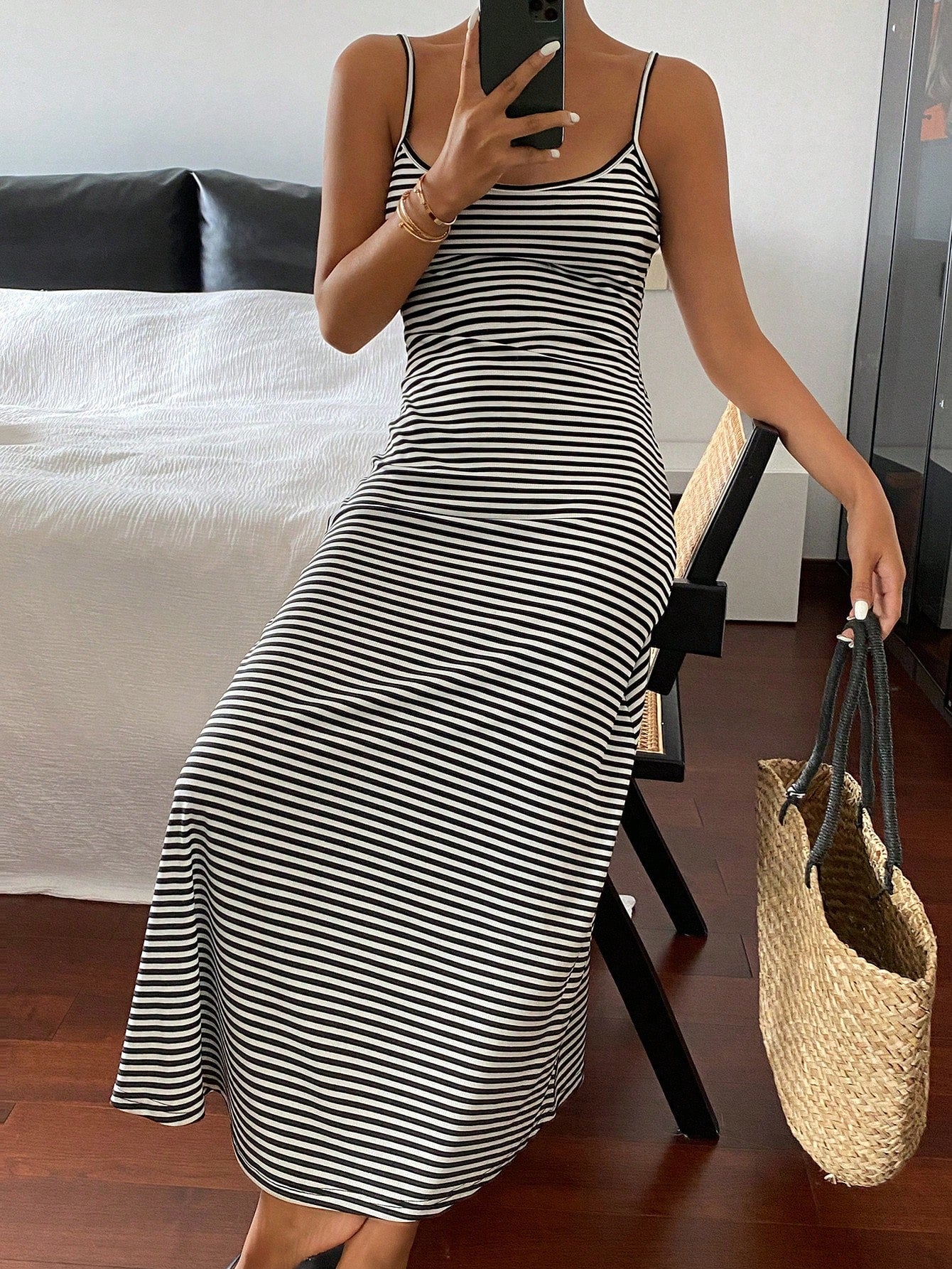 DAZY Women's Solid Color Spaghetti Strap Shirred Sleeveless Ruffle Elegant Summer Dress - image 16