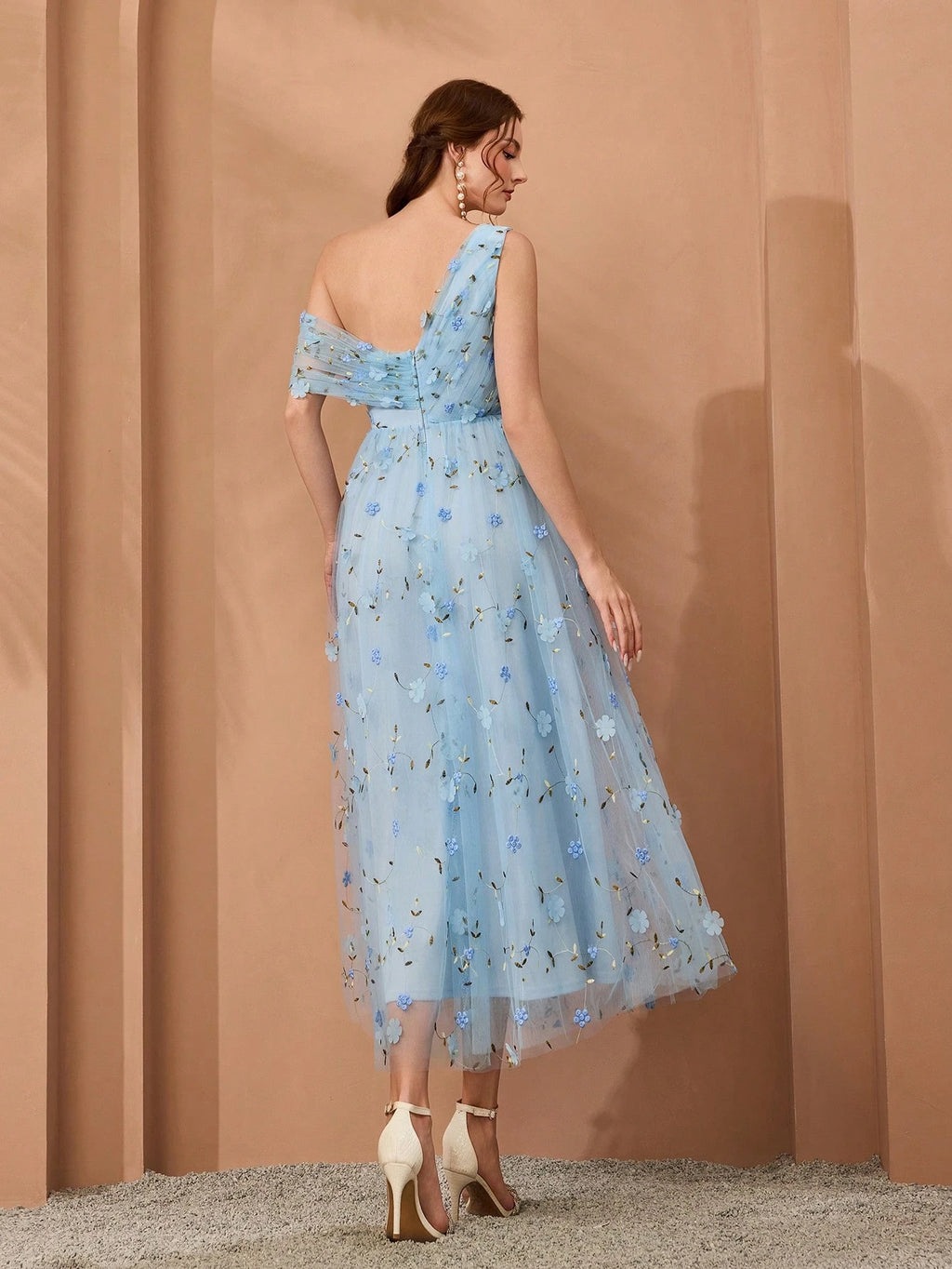 Magical, New Arrival, One-Shoulder, Romantic, 3D Floral Embroidery, Asymmetric, Elegant, Bridesmaid Dress, - image 2