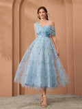 Magical, New Arrival, One-Shoulder, Romantic, 3D Floral Embroidery, Asymmetric, Elegant, Bridesmaid Dress,