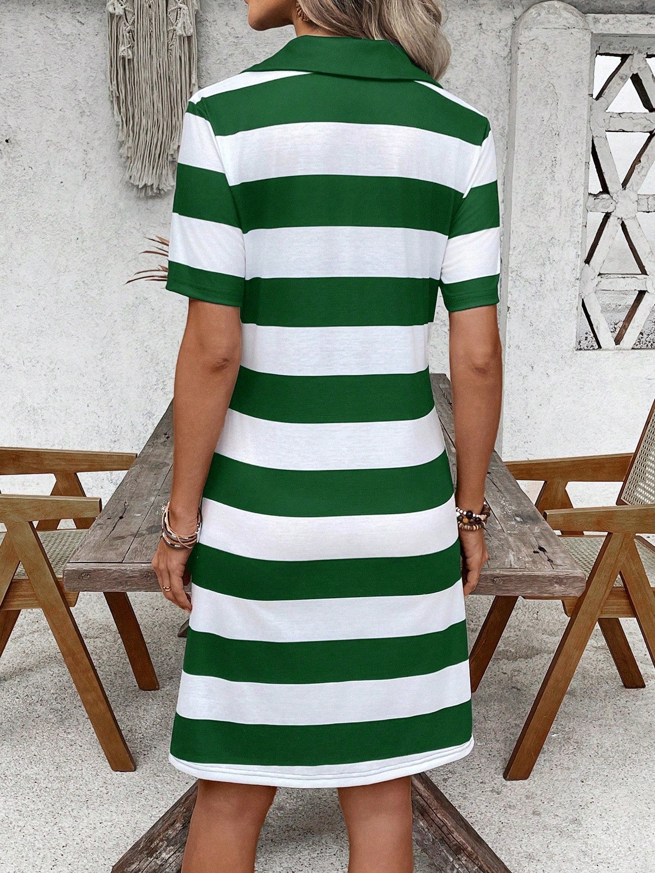 EMERY ROSE Women's Summer Striped Lapel Short Sleeve Casual