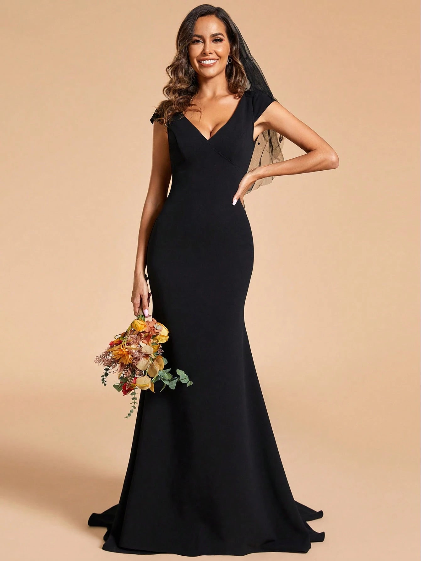 EVERPRETTY Sexy & Elegant Minimalist V-Neck Backless Lace Patchwork Backless Wedding Dress, White Formal - image 10