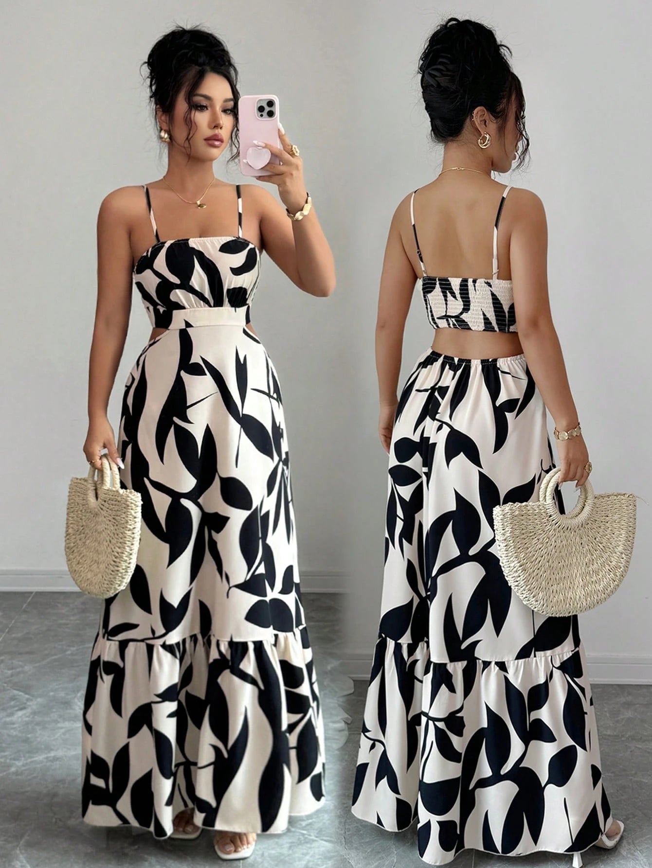 Rafferiza Women's Elegant Printed Waist-Cinched Long Dress - image 6